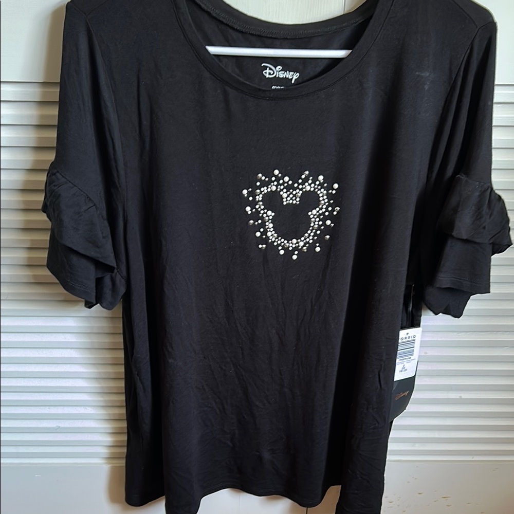 Torrid x Disney Black Ruffled Short Sleeve Tee Mickey